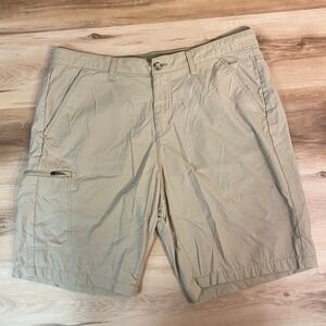 Eddie Bauer Cargo Shorts Mens 38 Khaki Zip Pocket Outdoor Casual